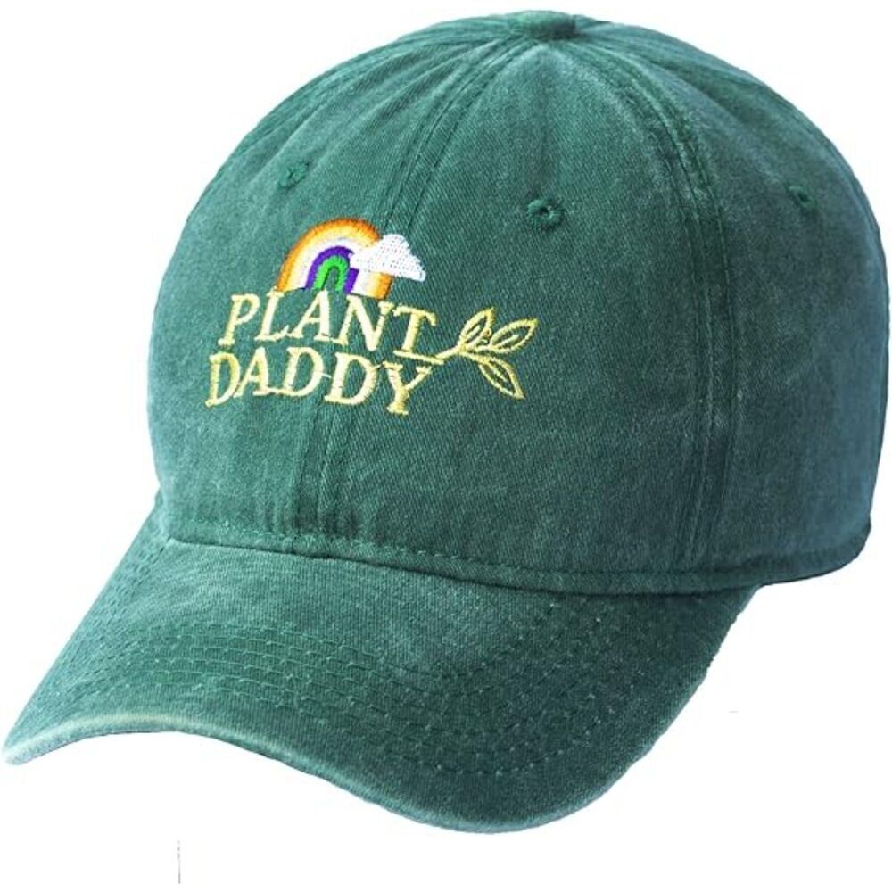 〽️ Unisex Green Plant Dad Hat Embroidered Baseball Cap Profile Vintage Washed
